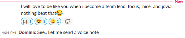 A Slack conversation with a colleague