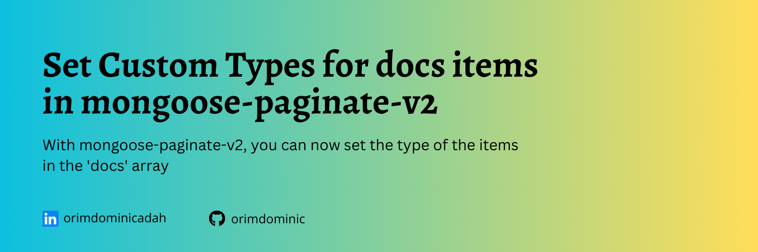 Set Custom Types for docs items in mongoose-paginate-v2 wit TypeScript